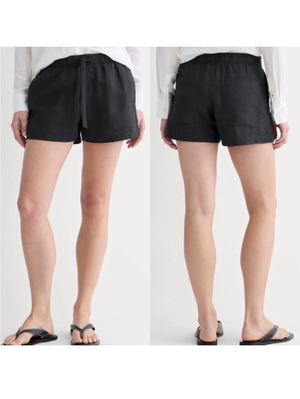 Everlane The Drawstring Boxer Short in European Flax Linen Black XL